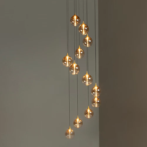 Lucide GISELA - Lámpara colgante - Ø 61 cm - LED Regul. - 12x3,5W 2700K - Ámbar | Premium - ambiente 1